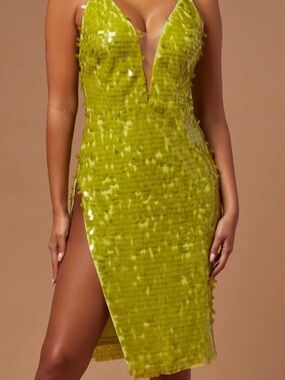 FASHION NOVA Lime Sequin Dress